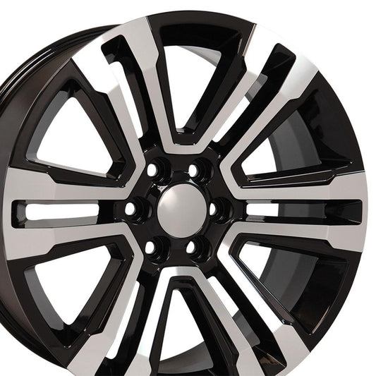22" Replica Wheel CV44 Fits GMC Yukon 22x9 Black Mach'd Wheel