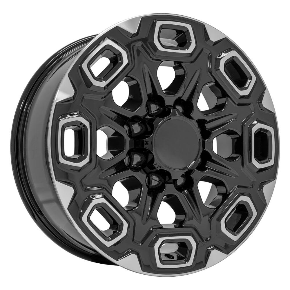 20" Replica Wheel CV64B Fits Chevrolet Silverado 2500/3500 20x8.5 Black Machined Wheel