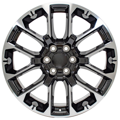 22" Replica Wheel CV67 Fits Chevrolet Suburban 1500 22x9 Black Machined Wheel