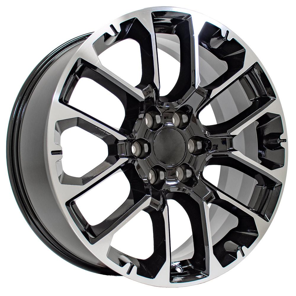 22" Replica Wheel CV67 Fits Chevrolet Suburban 1500 22x9 Black Machined Wheel