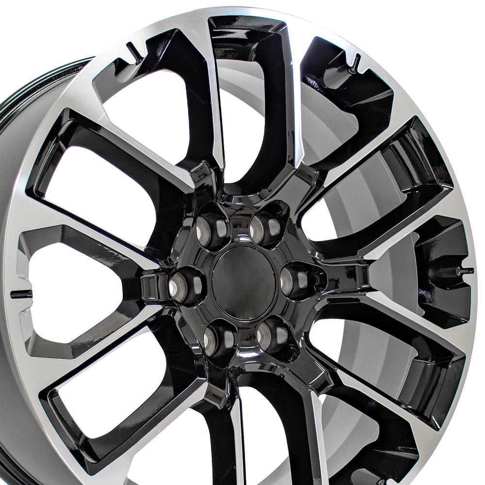 22" Replica Wheel CV67 Fits Chevrolet Suburban 1500 22x9 Black Machined Wheel