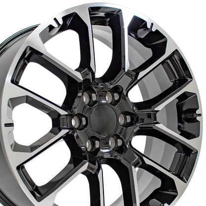 22" Replica Wheel CV67 Fits Chevrolet Suburban 1500 22x9 Black Machined Wheel
