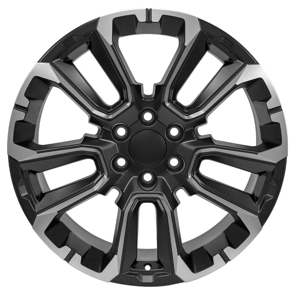 22" Replica Wheel CV68 Fits Chevrolet Suburban 1500 22x9 Satin Black with Milled Edge Wheel