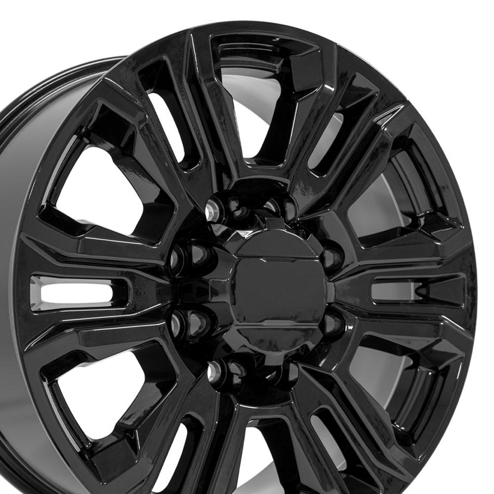 20" Replica Wheel CV70B Fits GMC Sierra 2500 3500 HD Denali 20x8.5 Gloss Black Wheel