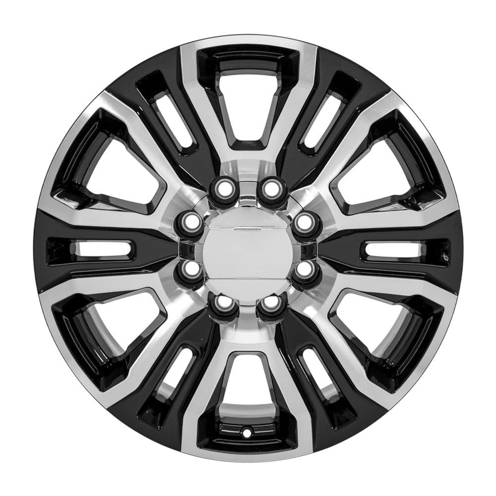 20" Replica Wheel CV70B Fits GMC Sierra 2500 3500 HD Denali 20x8.5 Black Machined Wheel