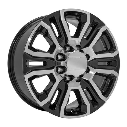 20" Replica Wheel CV70B Fits GMC Sierra 2500 3500 HD Denali 20x8.5 Black Machined Wheel