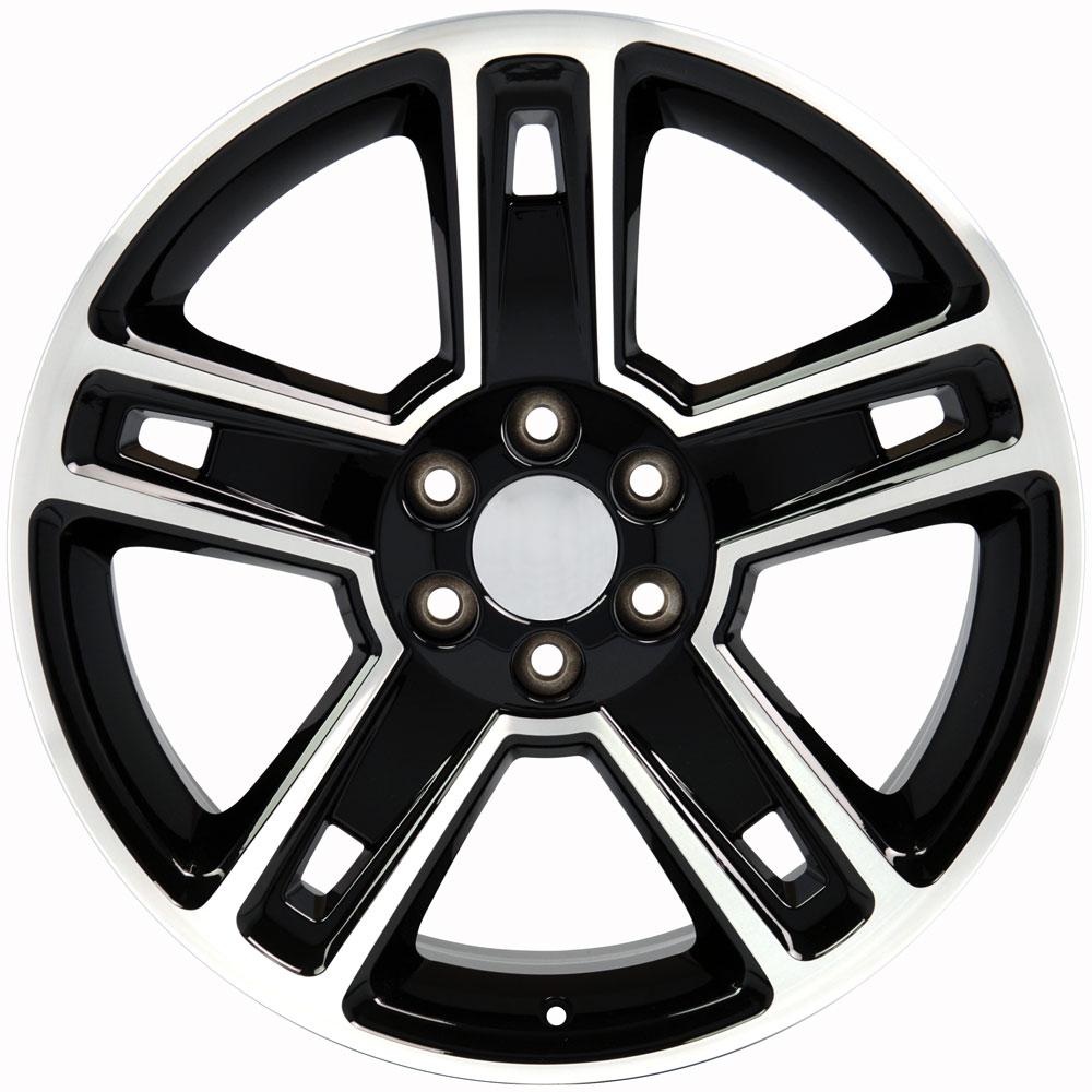 22" Replica Wheel CV74B Fits Chevrolet Silverado 22x9 Black Mach'd Wheel
