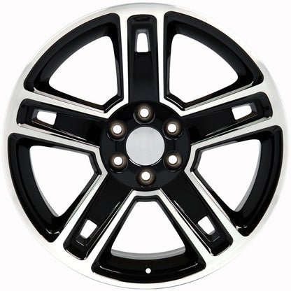 22" Replica Wheel CV74B Fits Chevrolet Silverado 22x9 Black Mach'd Wheel