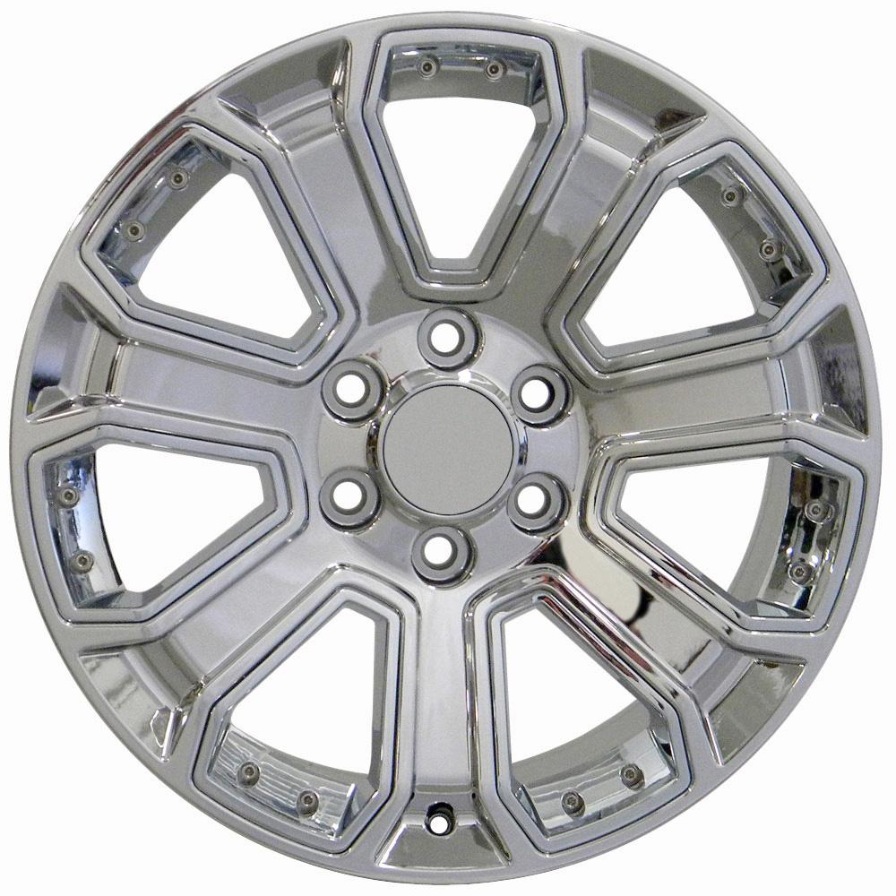 22" Replica Wheel CV93B Fits Chevy Silverado 22x9 Chrome with Chrome Insert Wheel