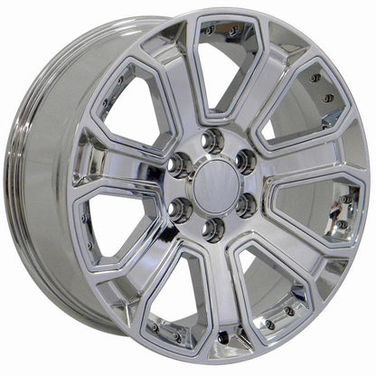 22" Replica Wheel CV93B Fits Chevy Silverado 22x9 Chrome with Chrome Insert Wheel