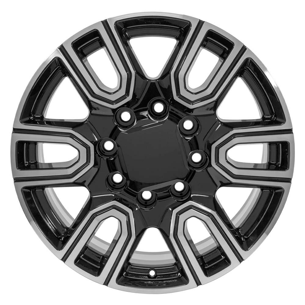 20" Replica Wheel CV96B Fits GMC Sierra 2500/3500 20x8.5 Black Machined Wheel