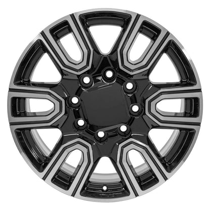 20" Replica Wheel CV96B Fits GMC Sierra 2500/3500 20x8.5 Black Machined Wheel