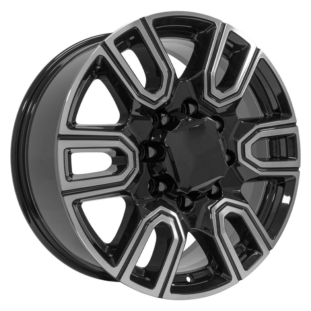 20" Replica Wheel CV96B Fits GMC Sierra 2500/3500 20x8.5 Black Machined Wheel