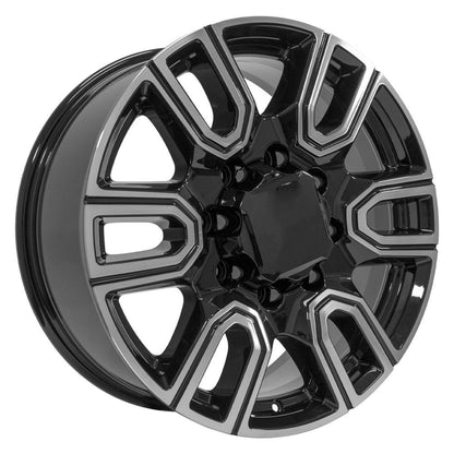 20" Replica Wheel CV96B Fits GMC Sierra 2500/3500 20x8.5 Black Machined Wheel