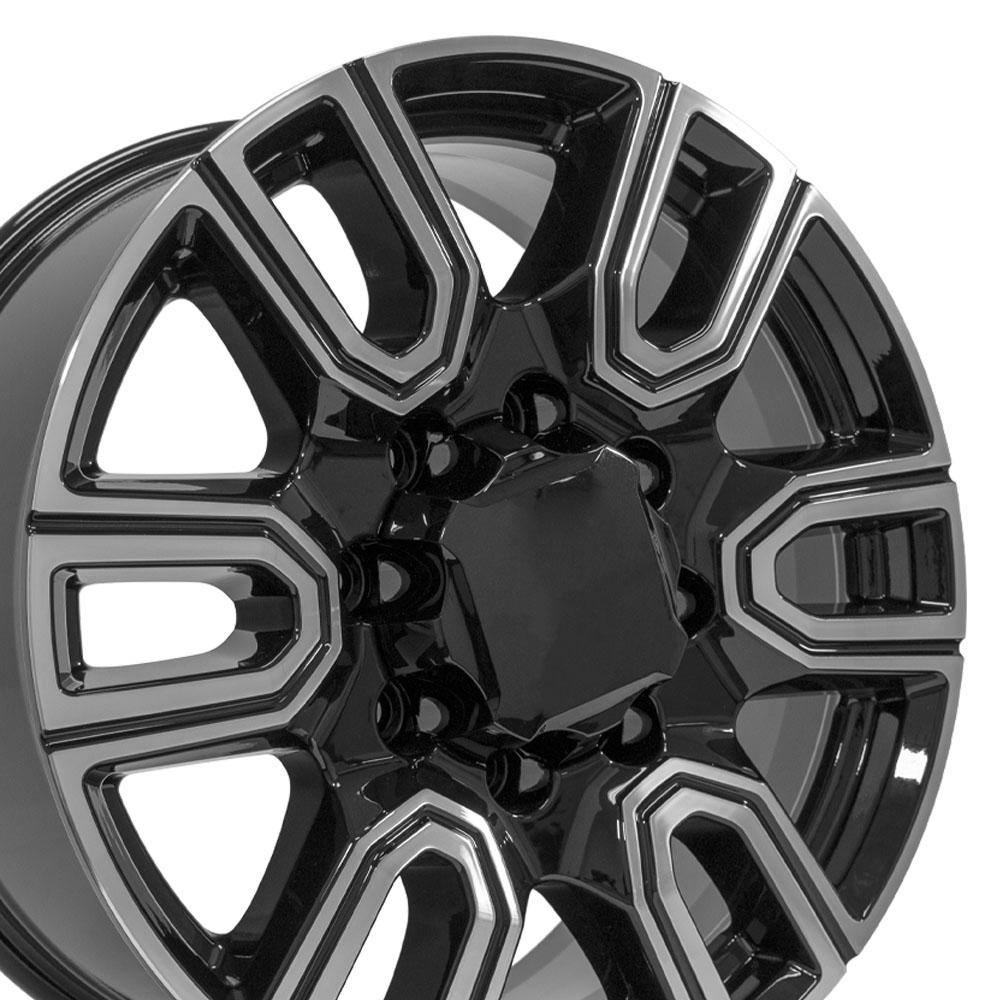20" Replica Wheel CV96B Fits GMC Sierra 2500/3500 20x8.5 Black Machined Wheel
