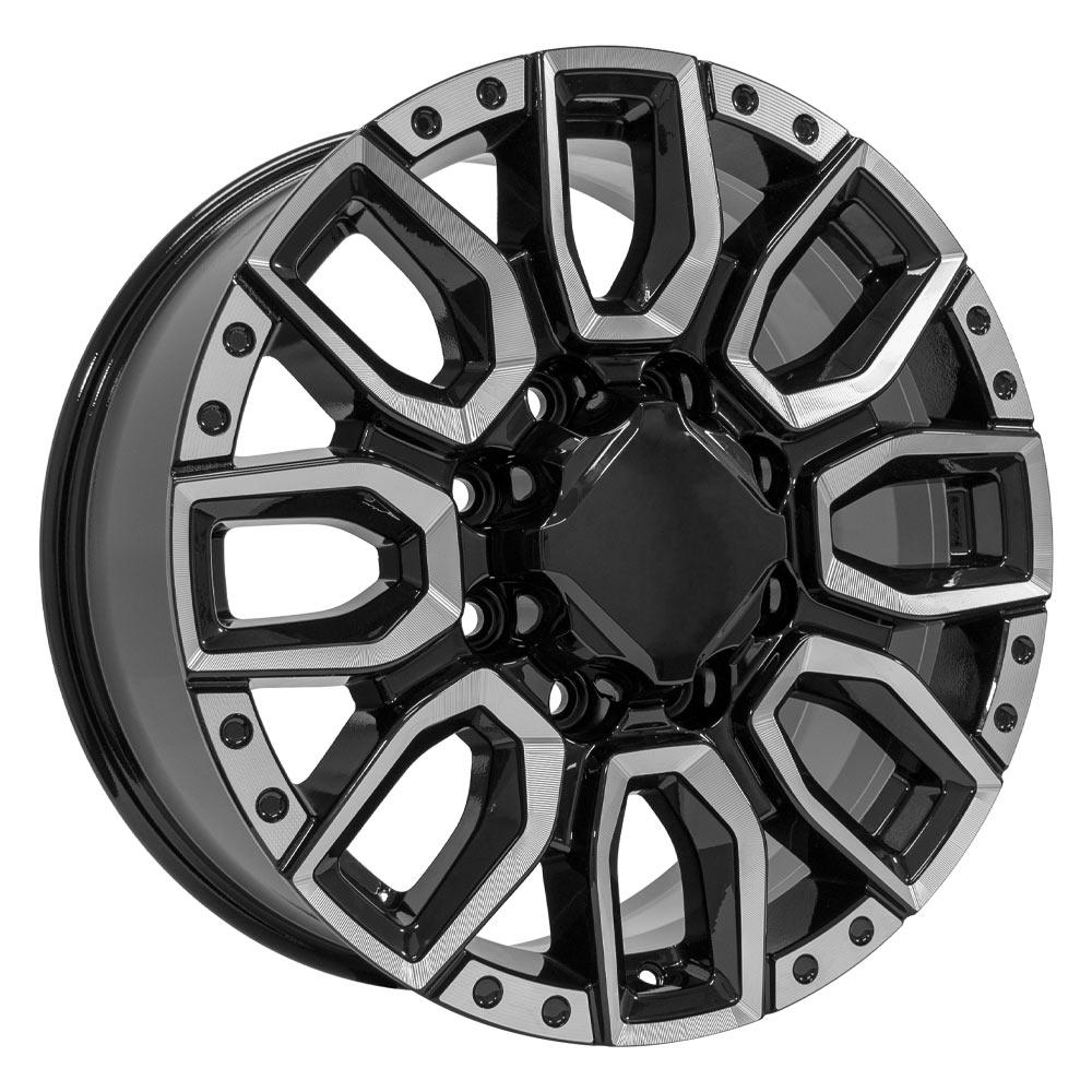 20" Replica Wheel CV97A Fits GMC Sierra 2500/3500 20x8.5 Black with Milled Edge Wheel