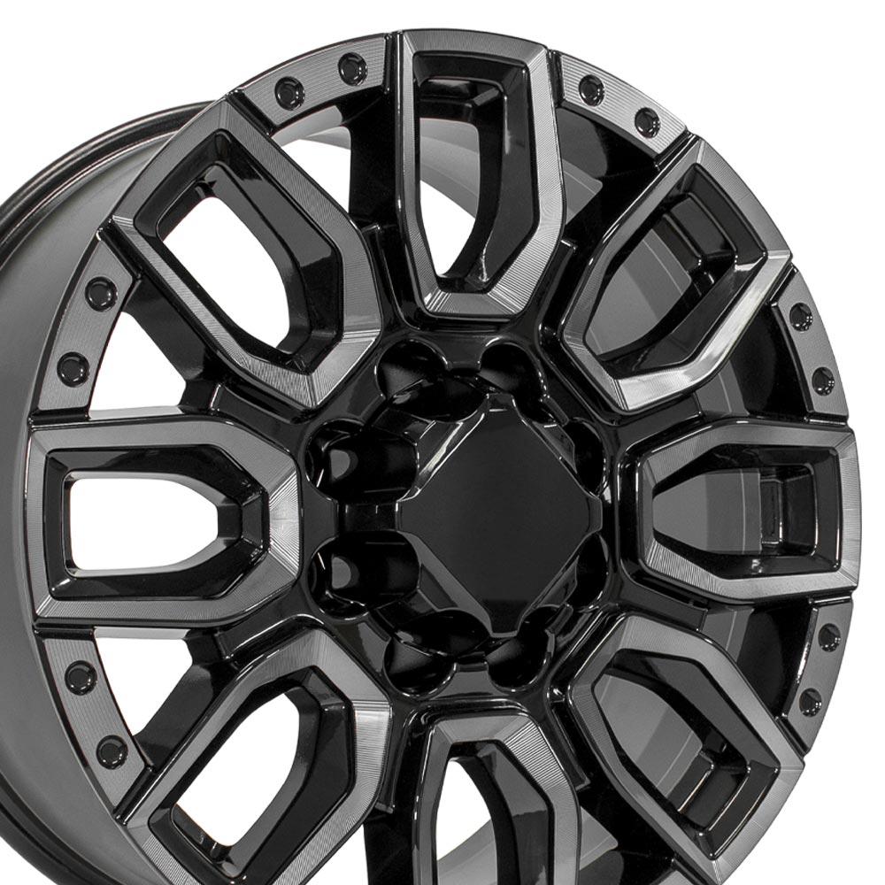 20" Replica Wheel CV97A Fits GMC Sierra 2500/3500 20x8.5 Black Milled Edge with Tinted Clear Wheel