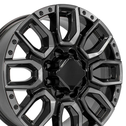 20" Replica Wheel CV97A Fits GMC Sierra 2500/3500 20x8.5 Black Milled Edge with Tinted Clear Wheel
