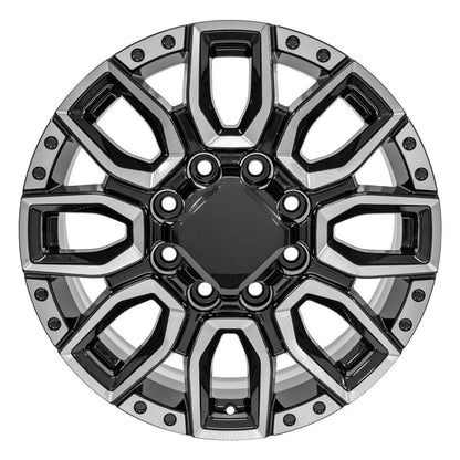 20" Replica Wheel CV97B Fits GMC Sierra 2500/3500 20x8.5 Black with Milled Edge Wheel