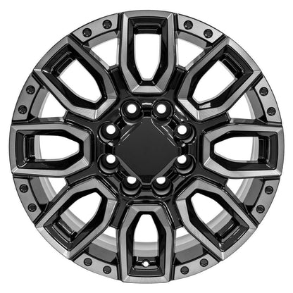 20" Replica Wheel CV97B Fits GMC Sierra 2500/3500 20x8.5 Black Milled Edge with Tinted Clear Wheel