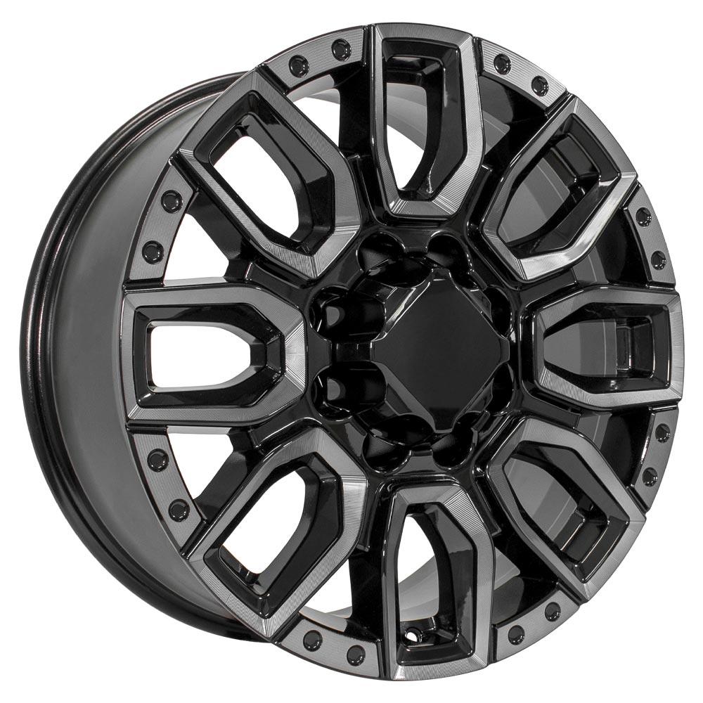 20" Replica Wheel CV97B Fits GMC Sierra 2500/3500 20x8.5 Black Milled Edge with Tinted Clear Wheel
