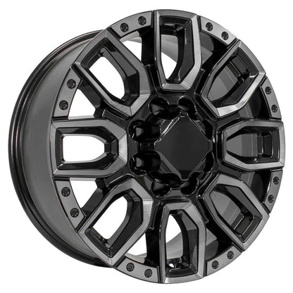 20" Replica Wheel CV97B Fits GMC Sierra 2500/3500 20x8.5 Black Milled Edge with Tinted Clear Wheel