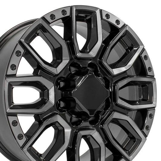 20" Replica Wheel CV97B Fits GMC Sierra 2500/3500 20x8.5 Black Milled Edge with Tinted Clear Wheel