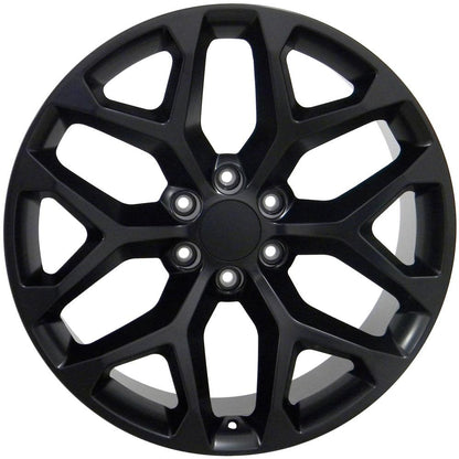 22" Replica Wheel CV98B Fits Chevy Silverado 22x9 Satin Black Wheel
