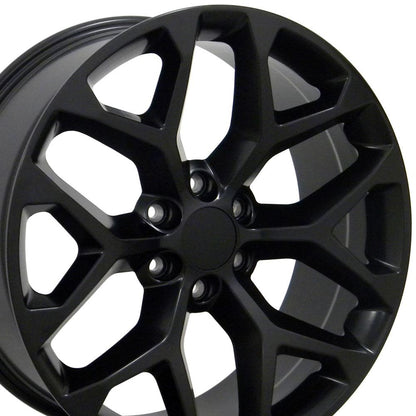 22" Replica Wheel CV98B Fits Chevy Silverado 22x9 Satin Black Wheel