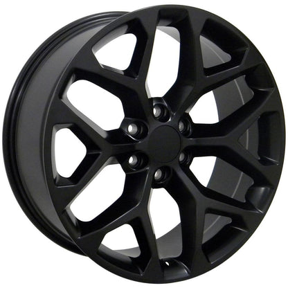22" Replica Wheel CV98B Fits Chevy Silverado 22x9 Satin Black Wheel