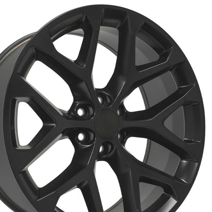 24" Replica Wheel CV98B Fits Chevy Silverado 24x10 Satin Black Wheel