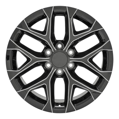 20" Replica Wheel CV98B Fits Chevy Silverado 20x9 Black Milled Wheel