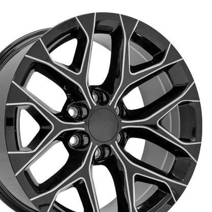 20" Replica Wheel CV98B Fits Chevy Silverado 20x9 Black Milled Wheel
