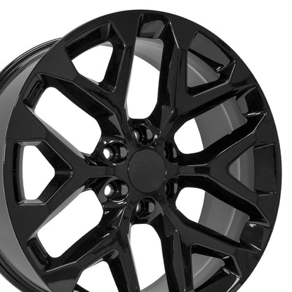 22" Replica Wheel CV98B Fits Chevy Silverado 22x9 Gloss Black Wheel