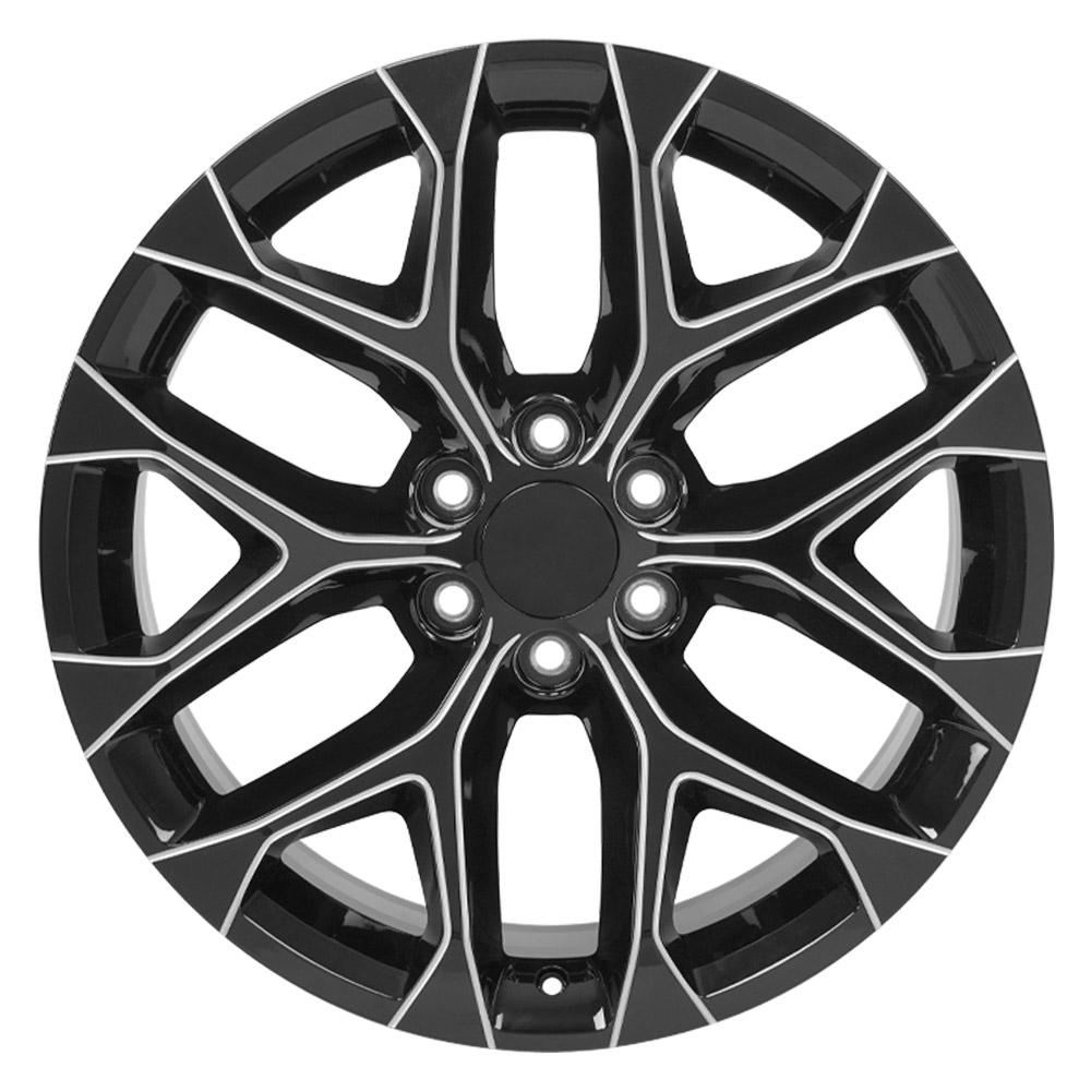 22" Replica Wheel CV98B Fits Chevy Silverado 22x9 Black with Milled Edge Wheel
