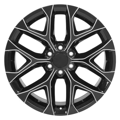 22" Replica Wheel CV98B Fits Chevy Silverado 22x9 Black with Milled Edge Wheel