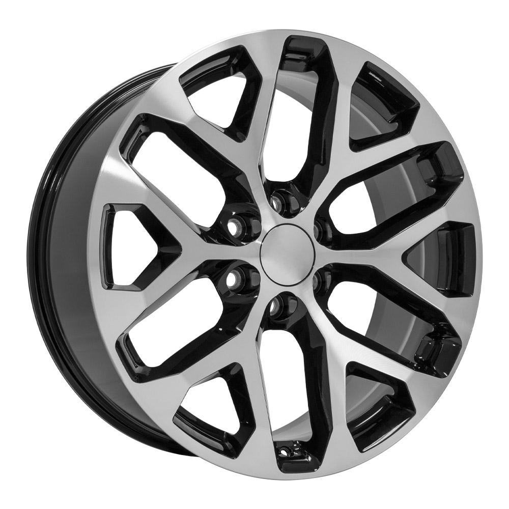 22" Replica Wheel CV98B Fits Chevy Silverado 22x9 Black Machined Wheel