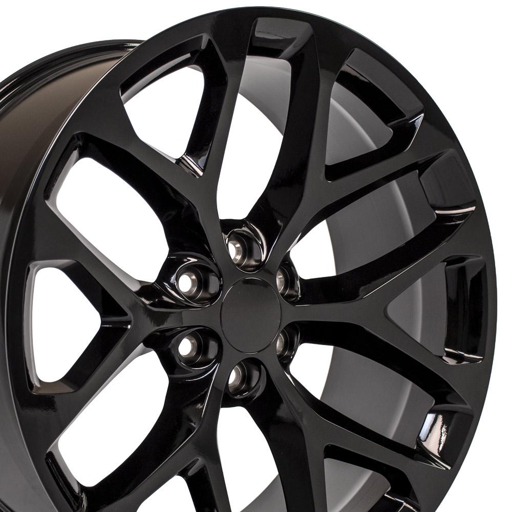 24" Replica Wheel CV98B Fits Chevy Silverado 24x10 Gloss Black Wheel