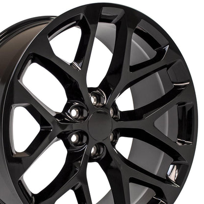 24" Replica Wheel CV98B Fits Chevy Silverado 24x10 Gloss Black Wheel