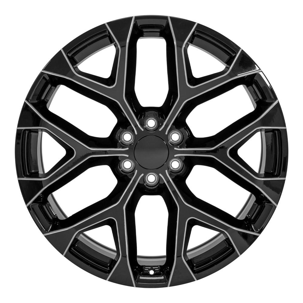 24" Replica Wheel CV98B Fits Chevy Silverado 24x10 Black with Milled Edge Wheel