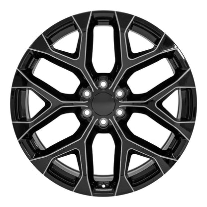24" Replica Wheel CV98B Fits Chevy Silverado 24x10 Black with Milled Edge Wheel