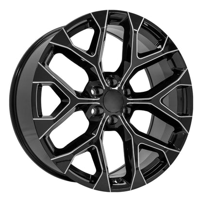 24" Replica Wheel CV98B Fits Chevy Silverado 24x10 Black with Milled Edge Wheel