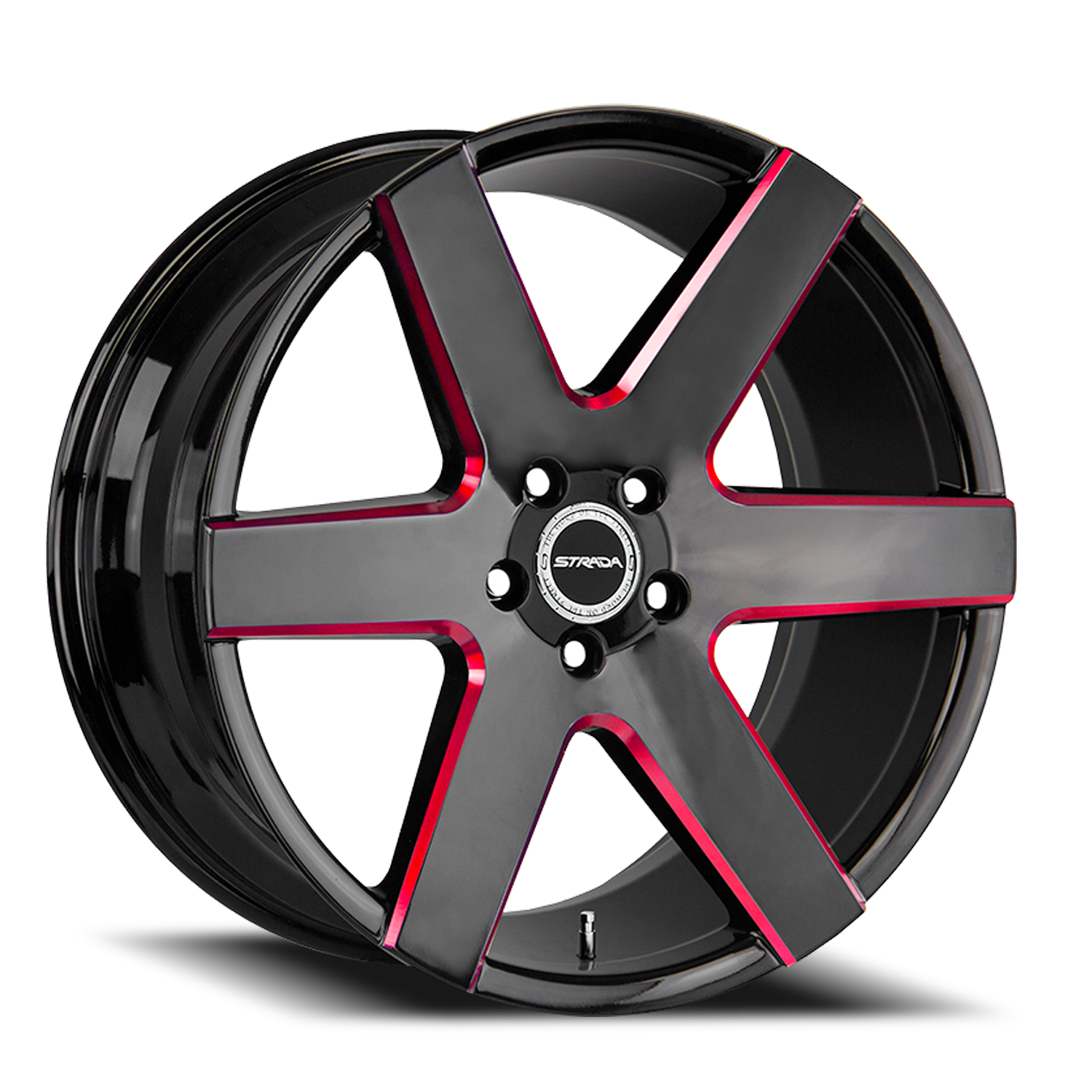 STRADA S60 CODA 24X10 15MM 5X115 GLOSS BLACK CANDY RED MILLED | S60451515GBMLR