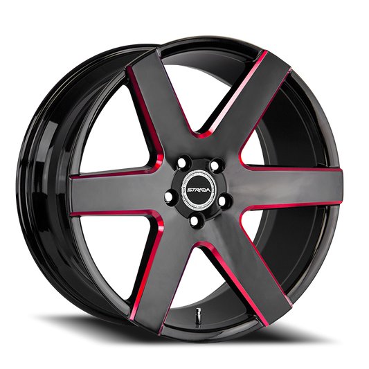 STRADA S60 CODA 22X9.5 25MM 5X120 GLOSS BLACK CANDY RED MILLED | S60252025GBMLR