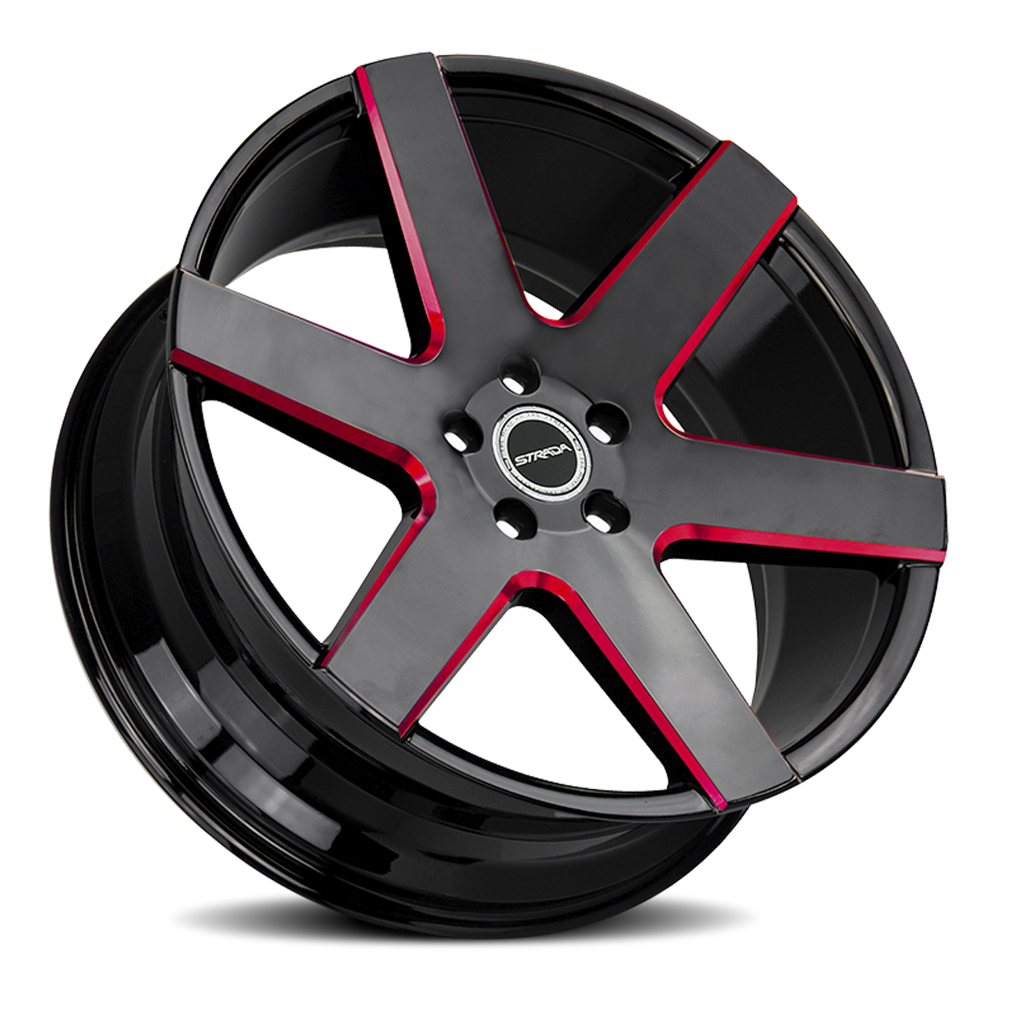 STRADA S60 CODA 24X10 15MM 5X115 GLOSS BLACK CANDY RED MILLED | S60451515GBMLR