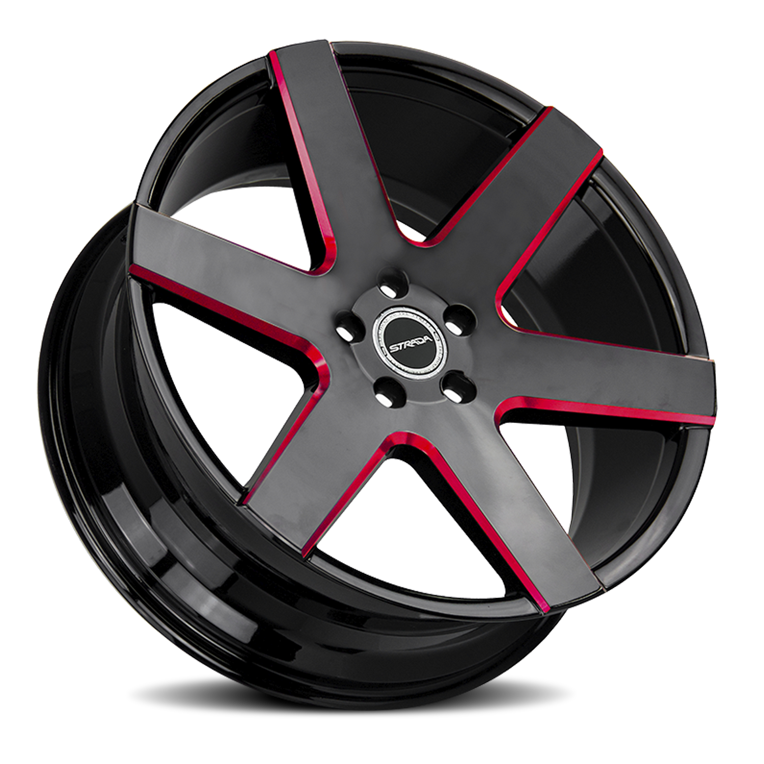 STRADA S60 CODA 24X10 15MM 5X115 GLOSS BLACK CANDY RED MILLED | S60451515GBMLR