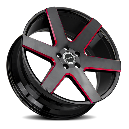 STRADA S60 CODA 24X10 15MM 5X115 GLOSS BLACK CANDY RED MILLED | S60451515GBMLR