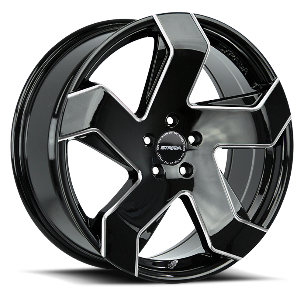 STRADA S65 COLTELLO 20X8.5 35MM 5X114.3 GLOSS BLACK MILLED EDGE | S65051435GBMLE
