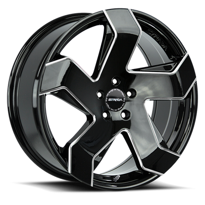 STRADA S65 COLTELLO 20X8.5 35MM 5X114.3 GLOSS BLACK MILLED EDGE | S65051435GBMLE