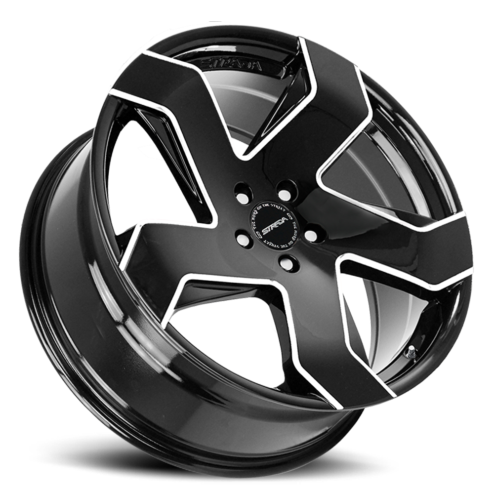 STRADA S65 COLTELLO 20X8.5 35MM 5X114.3 GLOSS BLACK MILLED EDGE | S65051435GBMLE